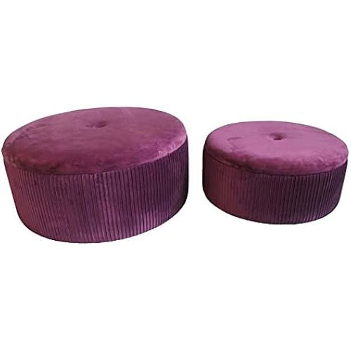 Repose-pieds - DKD Home Decor - Standard - Bordeaux - Polyester - 70x70x28 cm