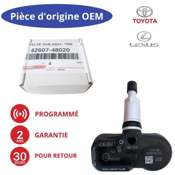 Capteur de pression des pneus - SCHRADER - TOYOTA C-HR I - Préprogrammé - Noir - Garantie 2 ans