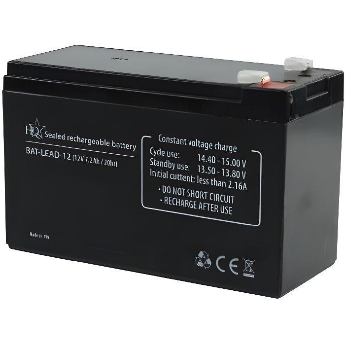 Batterie au plomb rechargeable - HQ - BAT-LEAD-12 - 12V - 7.2Ah - 151x94x65mm