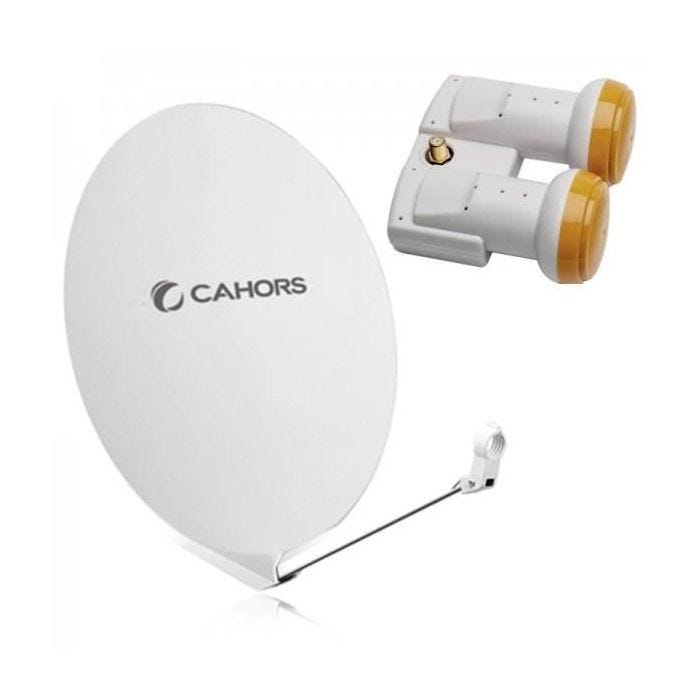 CAHORS PARABOLE SATELLITE FIBRE COMPOSITE BLANCHE SMC 80CM + LNB MONOBLOC SINGLE GOLDEN MEDIA 0,1DB