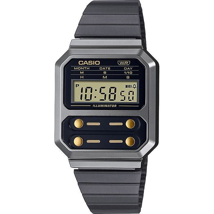 Montre Hommes Casio A100WEGG-1A2EF Quartz Digital Bracelet Acier inoxydable Noir