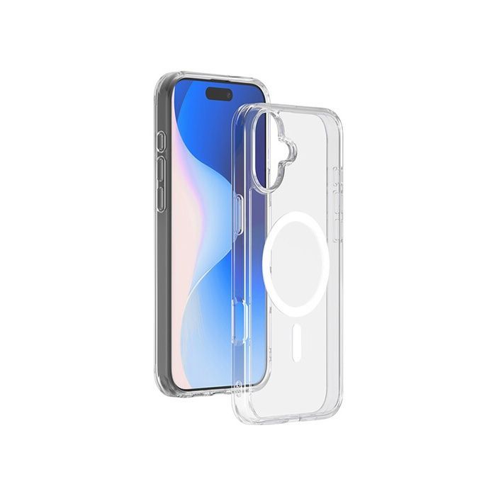 Coque hybride BigBen Connected compatible MagSafe pour iPhone 16 Transparent