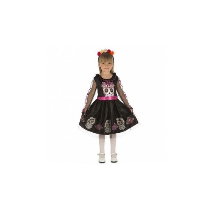 Déguisement Jour des Morts Fille - Squelette - Noir - Polyester - Certifié UE