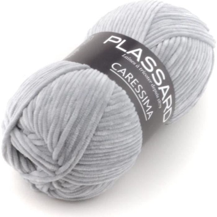 Pelote de laine Caressima 10 Gris Clair - Plassard - Laine Enfant / Layette - Polyester microfibre - Turquie