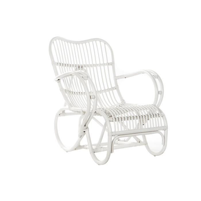 Fauteuil en rotin blanc - Couleur:BLANC - 75 x 85 x 85 cm
