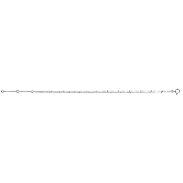 Bracelet - BRILLAXIS - Bracelet chaine boule 2 rangs or blanc 18 carats - Couleur de la matière:Blanc Taille/Longueur:18 cm