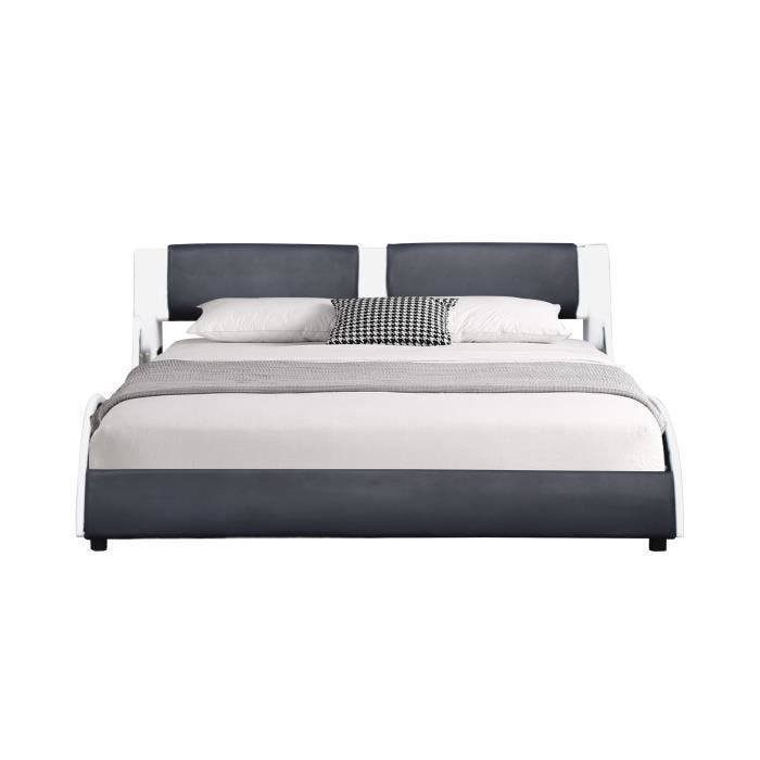 Lit - BLANC & Noir - 140x190 - MDF - 1 place - Contemporain - Design