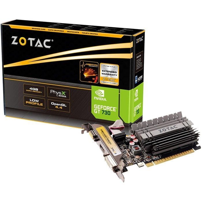 Carte Graphique - ZOTAC - GeForce GT 730 - 4 Go - Sans Ventilateur - 4K Ready - VR Ready