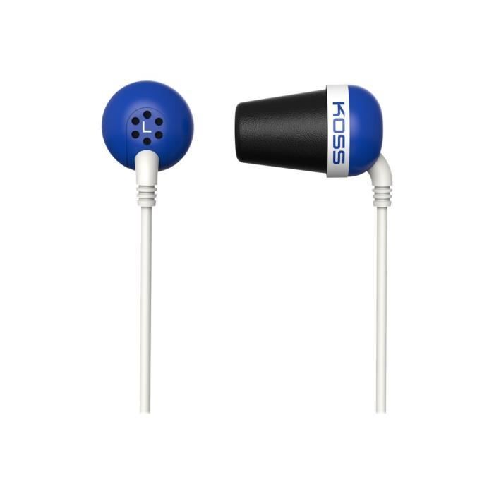 Écouteurs intra-auriculaires - Koss - PLUG - Jack 3.5mm - Isolation acoustique - Bleu