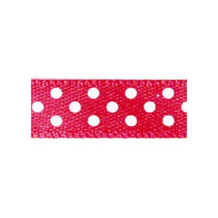 Ruban satin à pois - Rose foncé - 9,5 mm - 10 m…