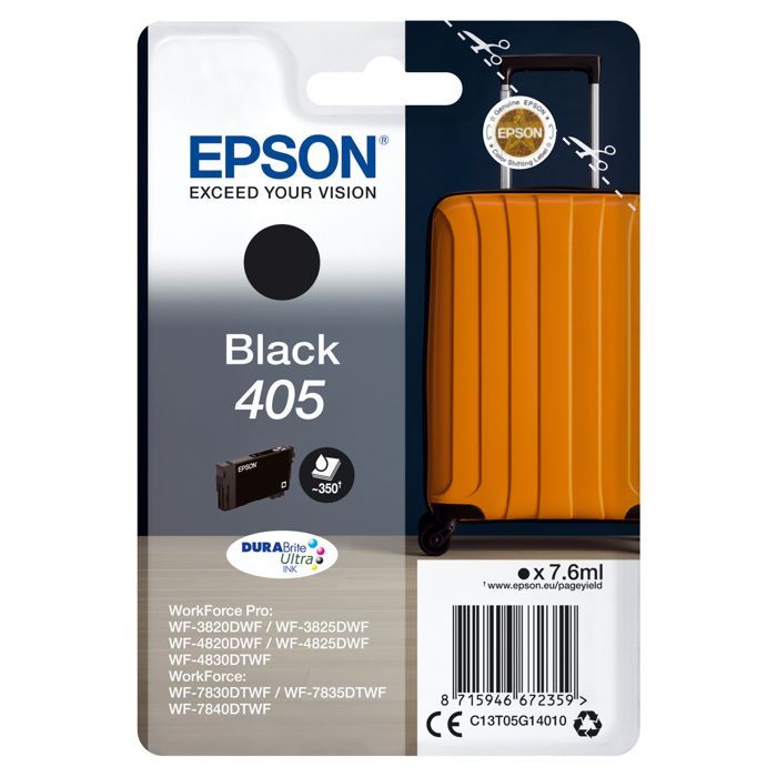 Cartouche d'encre - 405 Ultra Ink - EPSON - Noir - Pour WorkForce WF-7830, 7835, 7840, WorkForce Pro WF-3820, 3825, 4820, 4825, 4830