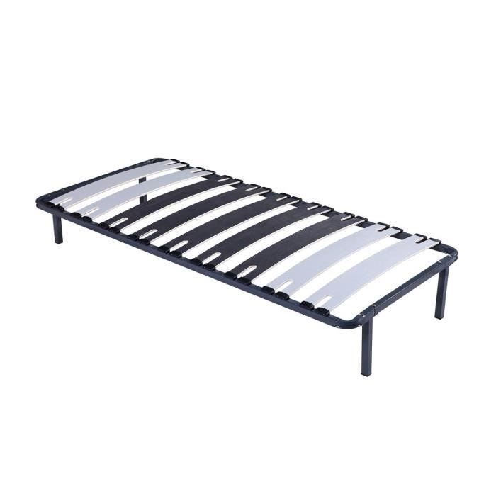 patrick - Solide et Confortable Sommier Cadre a lattes Pieds 80x190 x 29 cm en Metal - 9 Larges Lattes de 12,
