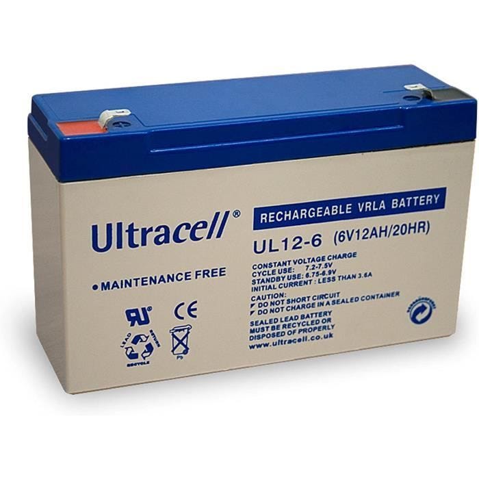 Wentronic 48322 Batterie plomb acide 6V 12ah ULTRACELL Faible Décharge UL6-12578