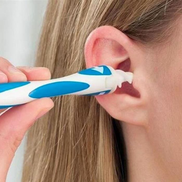 SHOP-STORY - Nettoyeur d’Oreille Permet un Nettoyage Doux et Facile du Cérumen ou Cire Auditive + 16 Tètes de Remplacement Jetables