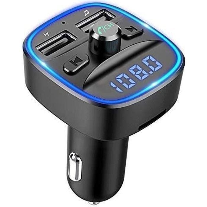Transmetteur FM Bluetooth, Bluetooth Lecteur MP3 Adaptateur Radio Sans Fil Kit Émetteur FM Voiture Chargeur avec Dual USB Ports 5V/2