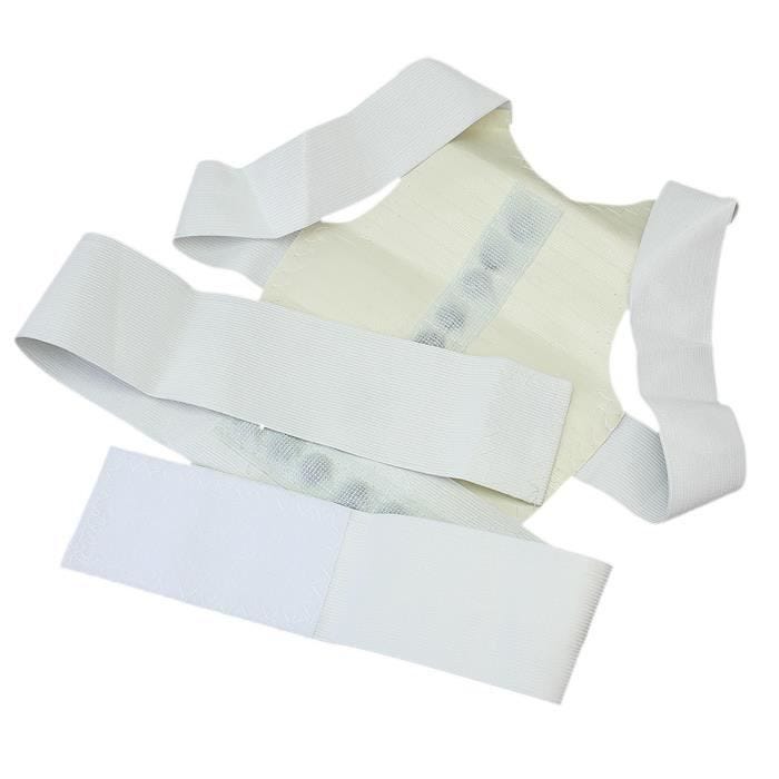 Ajustable Ceinture Correcteur Posture Dos Support Therapie Magnétique Blanc