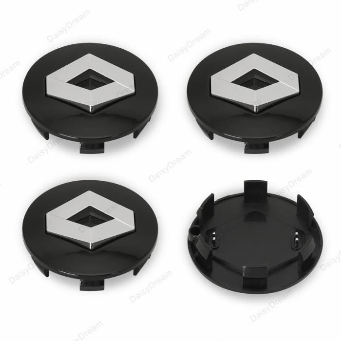 Centre Roue 4×OD57mm Cache Moyeux Pour Renault Badge Logo Noir