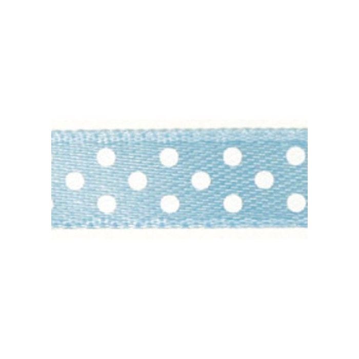 Ruban satin à pois - Bleu clair - 9,5 mm - 10 m…