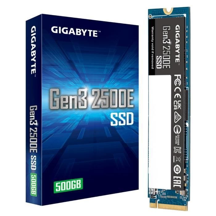 SSD - GIGABYTE - Gen3 2500E - 500 Go - PCI-Express 3.0 x4 - NVMe 1.3