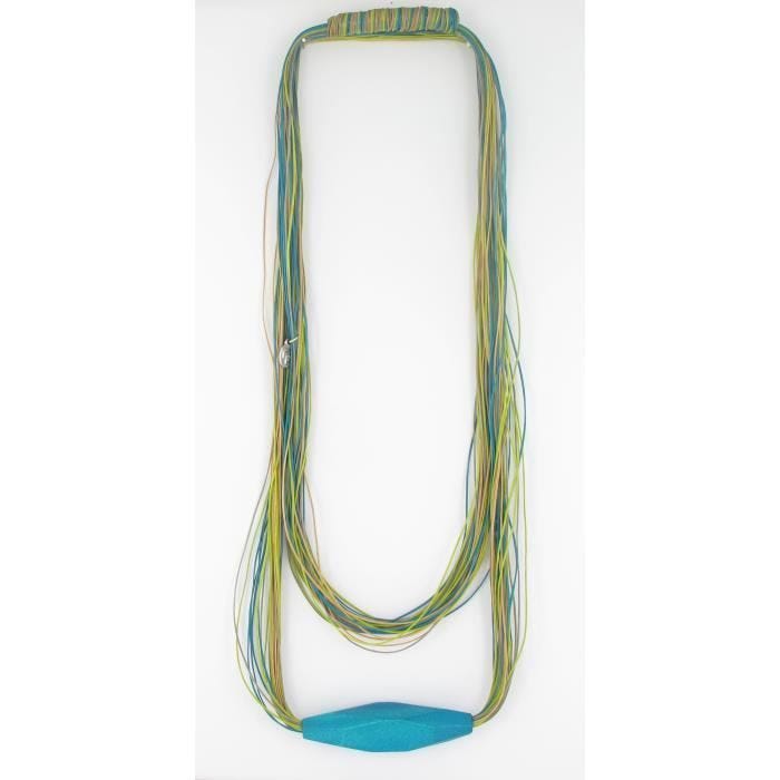 Collier - Fanny Fouks - Multicolore - Vert et Turquoise - Élastique - 136 cm