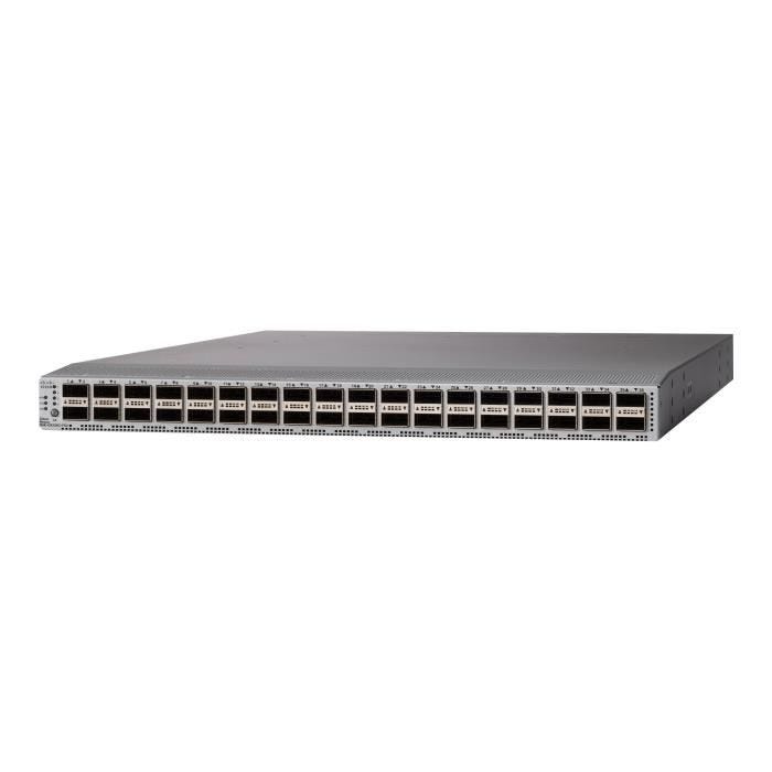 Cisco Nexus 9336C-FX2 - Commutateur - C3 - Géré - 36 x 100 Gigabit QSFP28 / 40 Gigabit QSFP28 - de l'avant et du côté vers l'arrièr