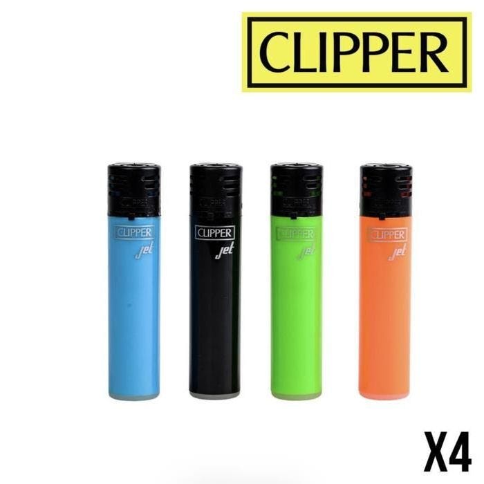 Lot 4 briquets Clipper JET rechargeable CHALUMEAU tempête électronique - JET FLAME SKINY COLOR X4 + 1 cadeau RLBSL offert !