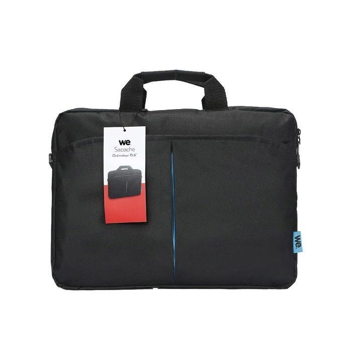 Sacoche pour ordinateur portable - WE - 15,6'' - Polyester - Noir avec liseré rouge - Poche avant fermée