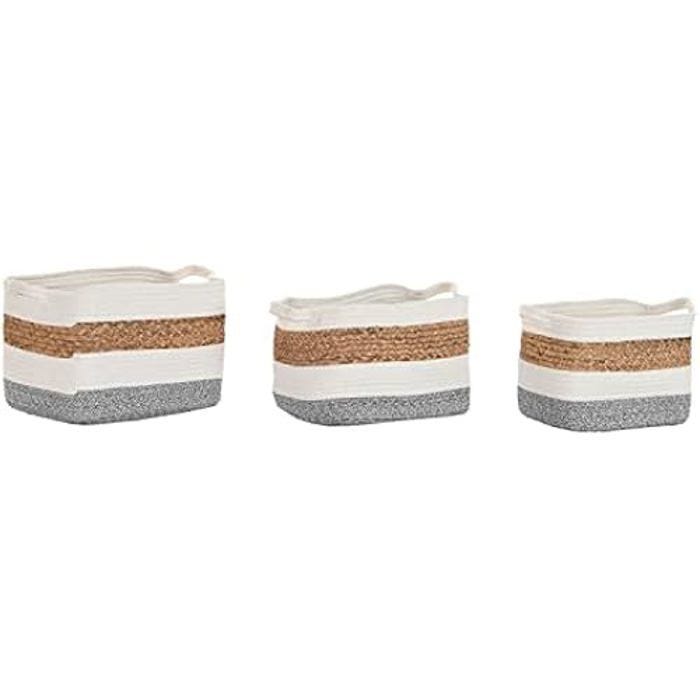Jeu de paniers - DKD Home Decor - Standard - Coton - Blanc et gris - Dimensions 38x29x29 cm