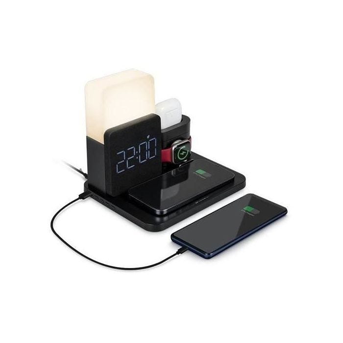 Base de chargement induction - BigBen - 5 en 1 - Noir - Réveil - Lampe