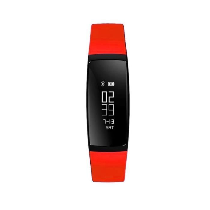 Montre Connectée Sport Compatible iOs Android Smartwatch Waterproof Cardio Rouge Bande: TPU YONIS