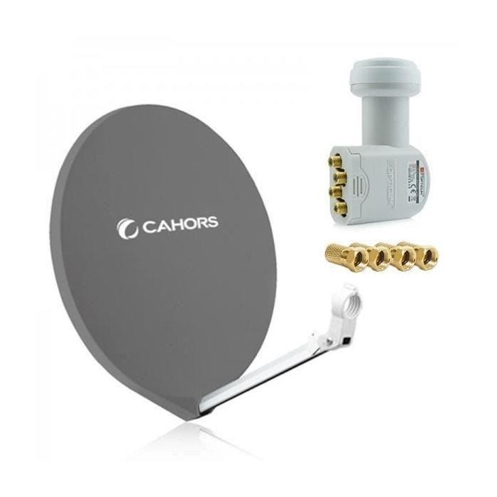 Parabole Cahors FIBRE 80 CM Grise + LNB QUAD 0.1dB