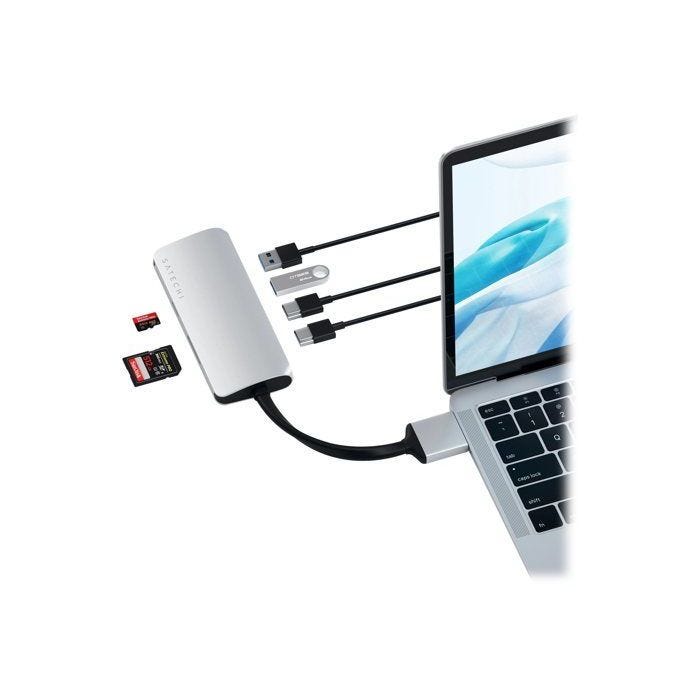 Hub multimédia double USB-C Satechi aille unique Argent