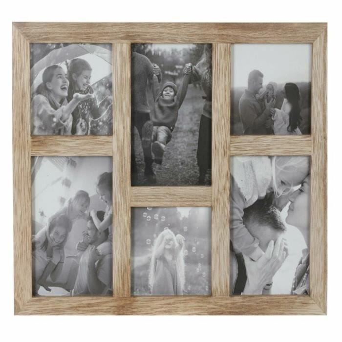 cadre photo 35 x 1,2 x 29 cm verre naturel montagne bois mdf