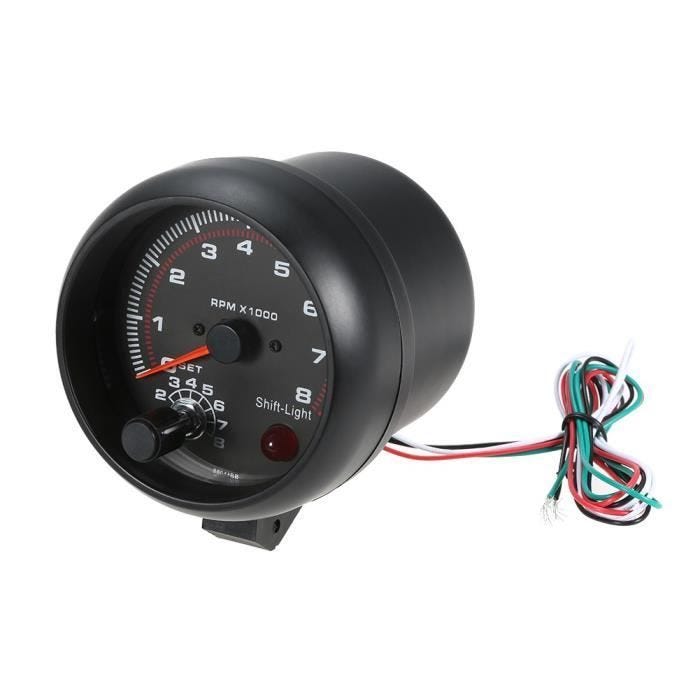 petit compte tours 3,5 tout noir avec shift light 4 6 8 cylindres