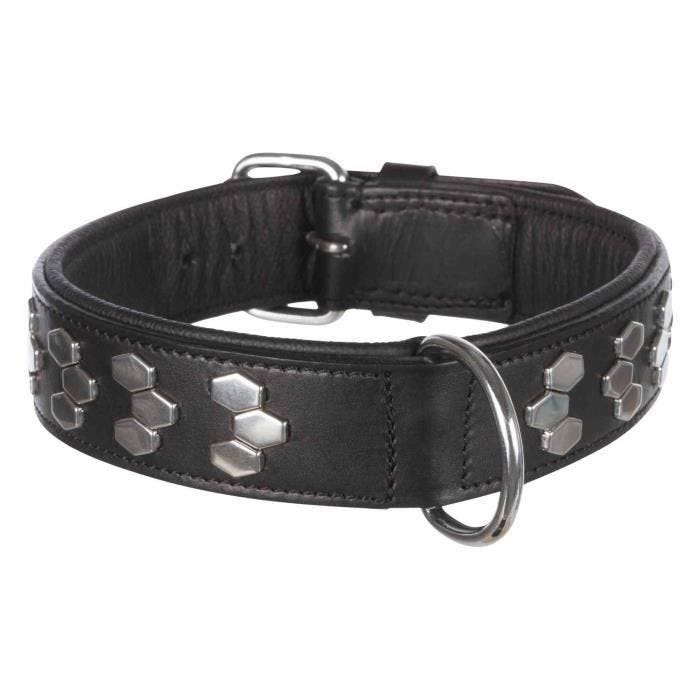 Active collier TRIXIE - Design stylisé - Cuir - Taille L - 45–55 cm - Noir