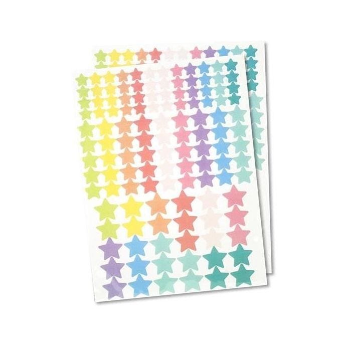 Gommette Etoiles pastel tailles et couleurs assorties x 246pcs