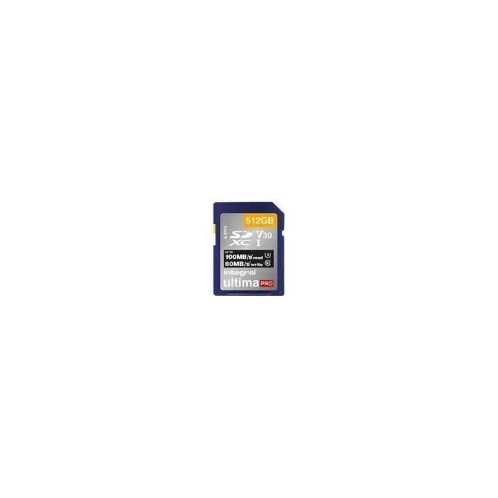 INTEGRAL Carte mémoire flash UltimaPro - 512 Go - Video Class V30 / UHS-I U3 / Class10 - SDXC UHS-I