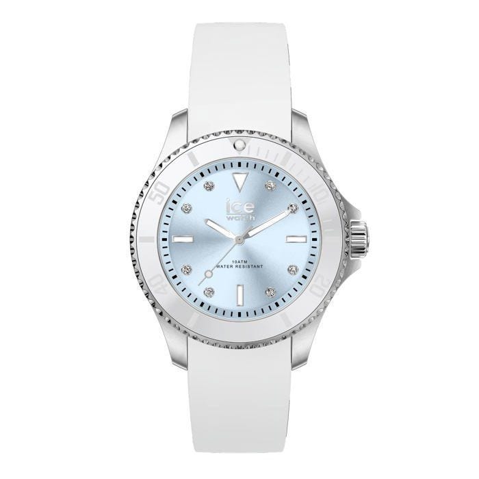 Montre bracelet Ice-watch - 020365 - ICE steel White Pastel - Montre Argent pour Femme avec Bracelet en Silicone (Small)