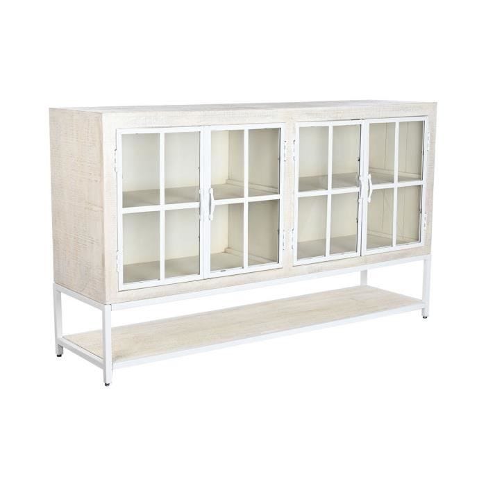 Buffet - Métal Blanc - Bois de Manguier - 170 x 45 x 100 cm