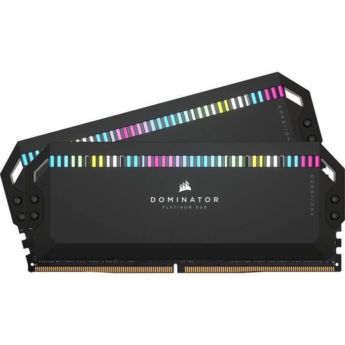 CORSAIR Dominator Platinum RGB DDR5 - 64GB 2x32GB DIMM - 5600MHz - Unbuffered, 40-40-40-77, Std PMIC, XMP 3.0, Black Heatspreader