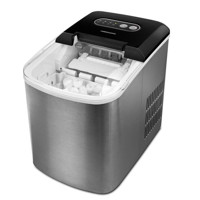 Machine à glaçons – MEDION MD17739 – Réservoir eau 2,2L – 12kg/24h – 2 tailles – Bac amovible – Inox