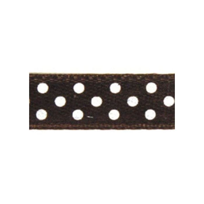 Ruban satin à pois - Brun foncé - 9,5 mm - 10 m…