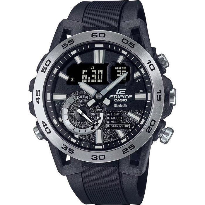 Montre Casio - Hommes - ECB-40P-1AEF - Noir Plastique - 10 Atm - Quartz - Double affichage