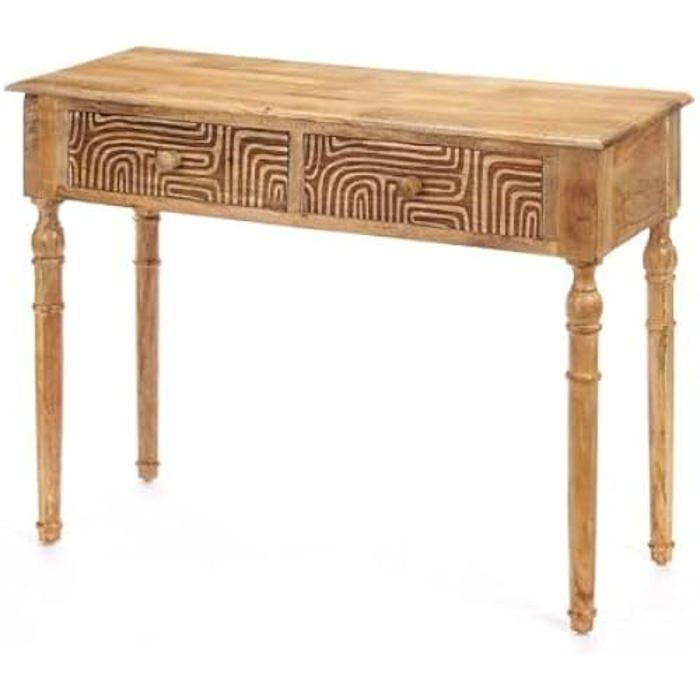 Meuble d’entrée - GIFT DECOR - 2 tiroirs - Bois de manguier - Marron - 98 x 77 x 42 cm