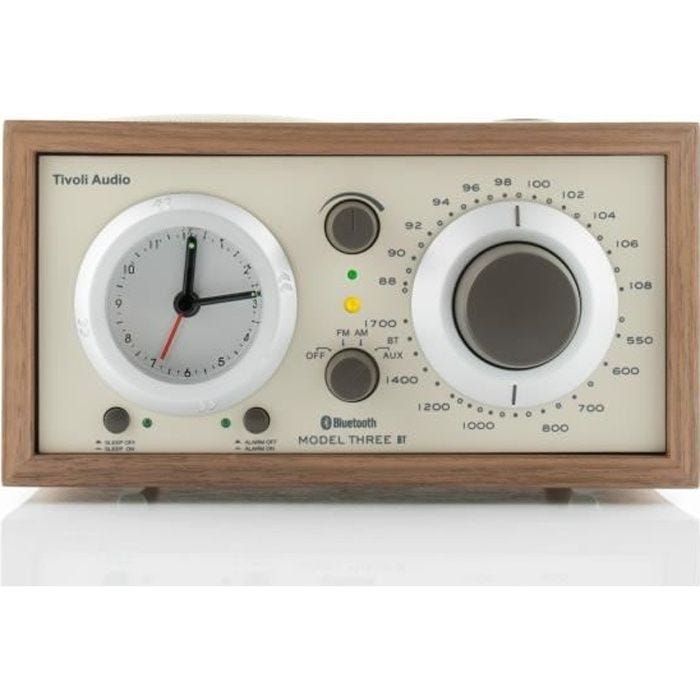 Radio-réveil Tivoli Model Three USB Bluetooth FM/AM en noyer/beige