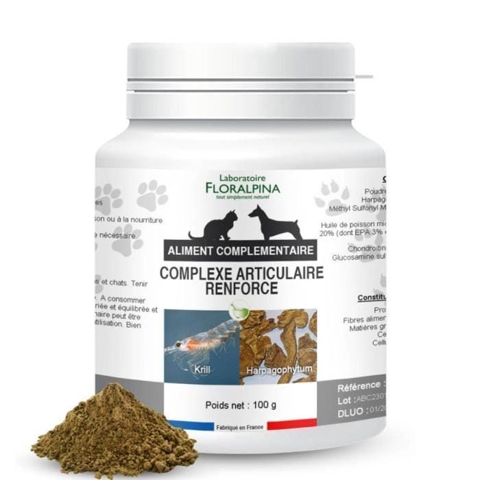 Complément articulaire pour chien - Soulage les douleurs articulaires - Boite de 100g