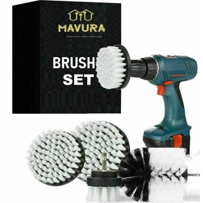 Jeu de brosses de nettoyage - MAVURA - BRUSHFIX - 4 fixations de brosse - Nylon premium - Polyvalent