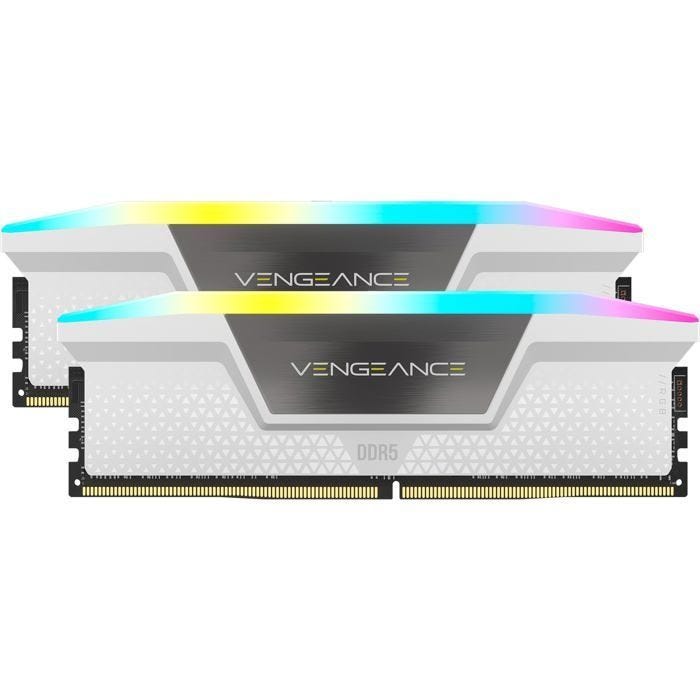 Mémoire RAM - CORSAIR - Vengeance RGB DDR5 - 64Go - 6000MHz - CL30 - Blanc