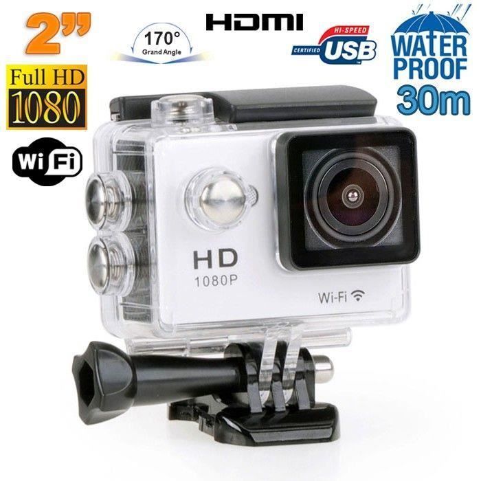 Caméra Sportive Étanche 30M 170° HD 1080P Wifi Time Lapse Multi Sport Argent +SD 32Go - YONIS