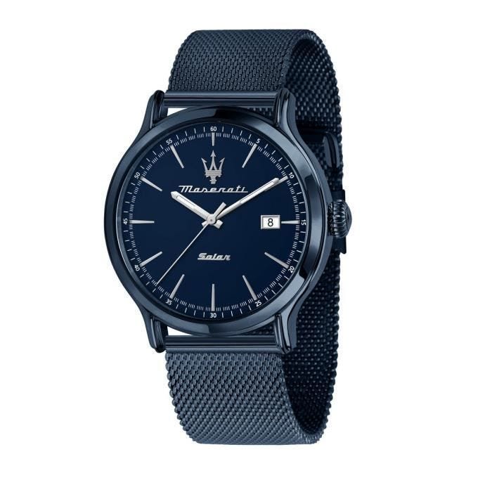 Montre Homme MASERATI - Métal Bleu - Energie solaire - Verre minéral